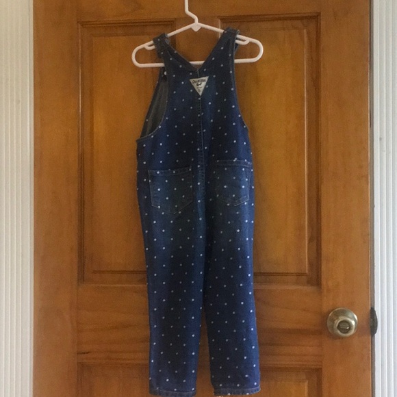 Like New Dot Print Denim Overalls, Size 3T - Picture 2 of 6